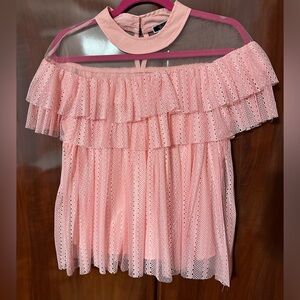 Ruffle and mesh top